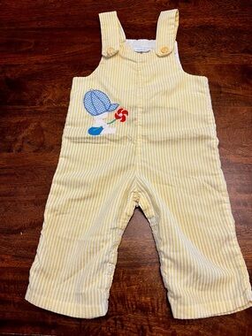 Vintage 80s Yellow Striped Lightweight Overalls